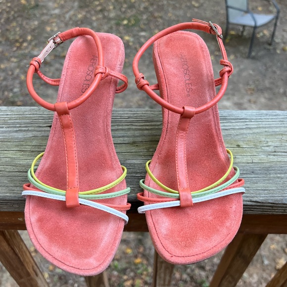 AEROSOLES Colorful Suede Strappy Kitten Heels 7B - Picture 4 of 12